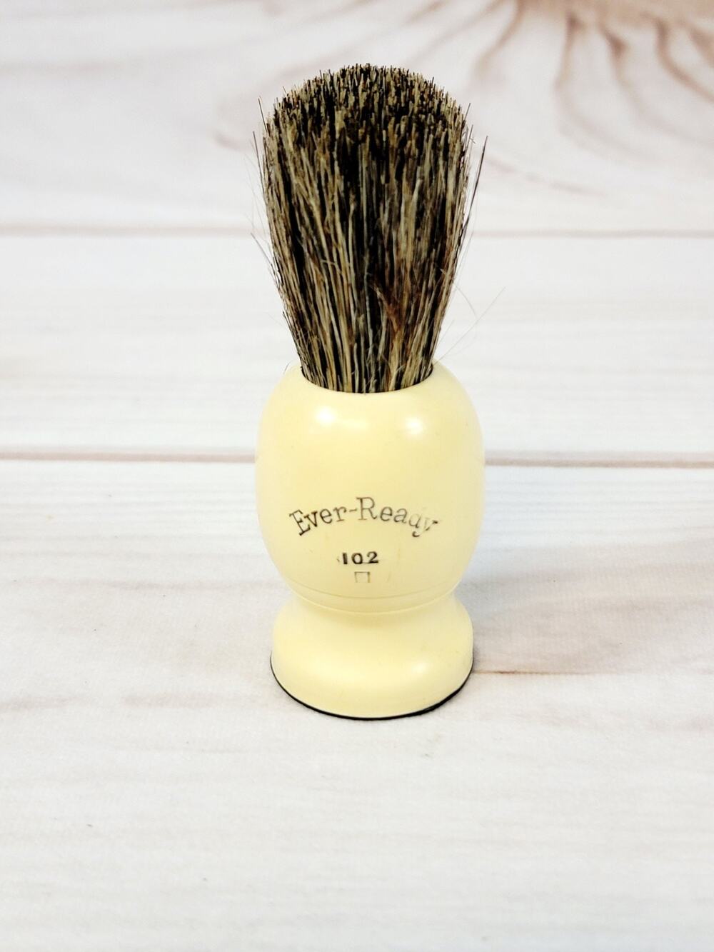 Vintage Ever-Ready 102 Real Hair Shaving Brush - Ivory Color Handle